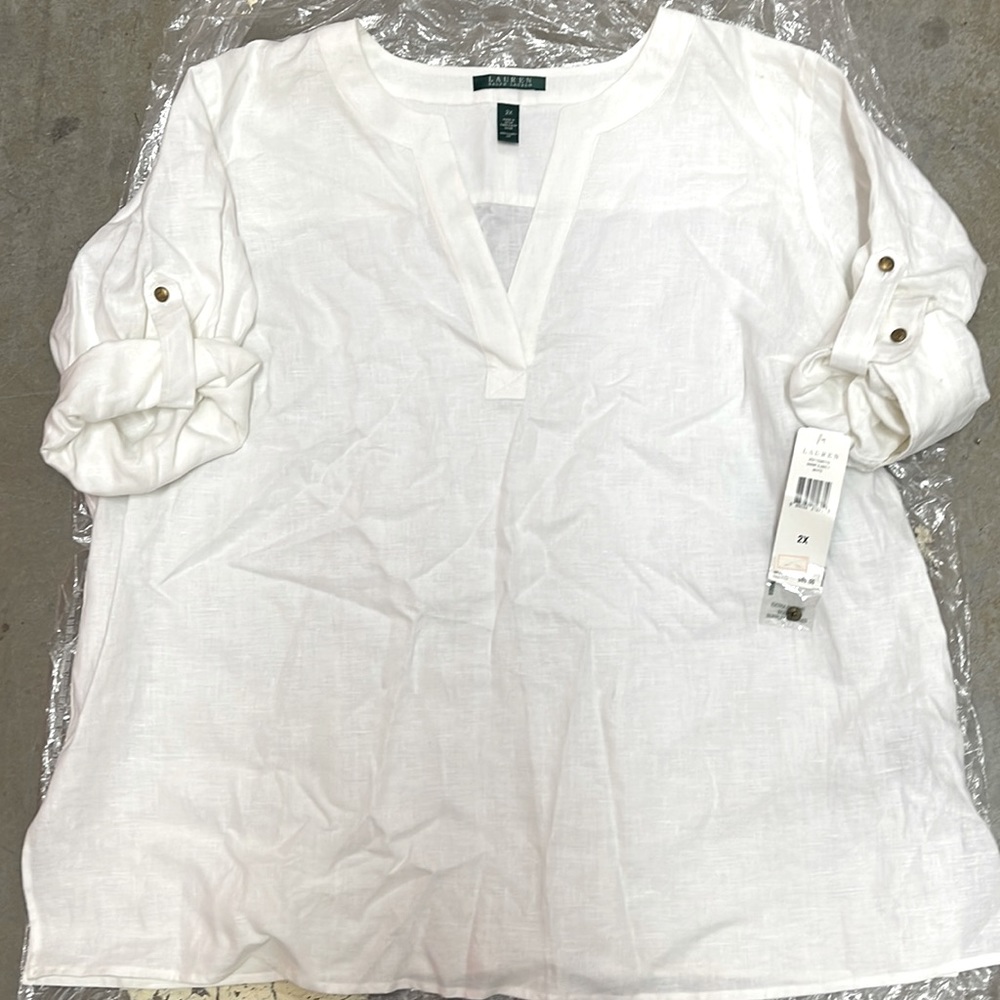 Lauren Ralph Lauren linen tunic size 2X color white